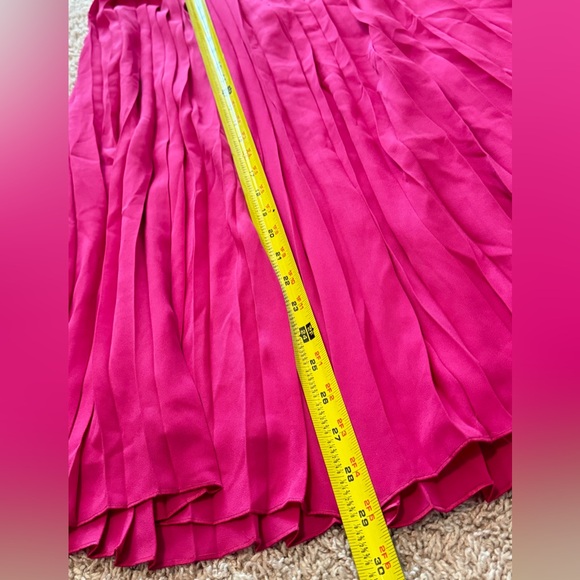 J. Crew Radiant Fuchsia Long Lined Pleated Midi Skirt Size 4 - Picture 7 of 8